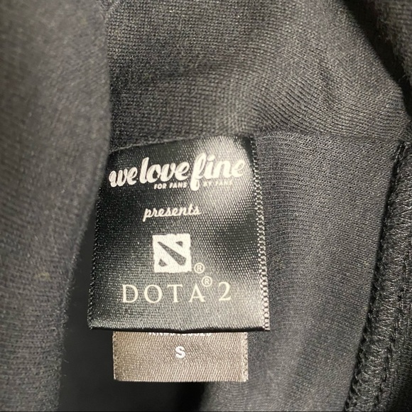 DOTA 2 Black Cowl Neck Hoodie Sweater Long Raglan Sleeves Thumb Holes Small - Picture 4 of 14